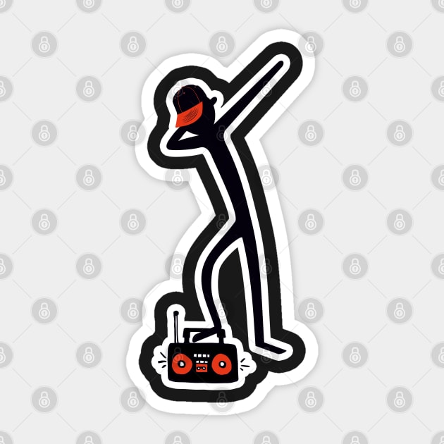 Dabbing Stick Figure - Basecap Music Radio Sticker by EDDArt